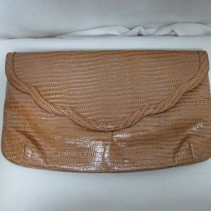 Frenchy California Vintage snake embossed Leather convertible Clutch Purse Bag